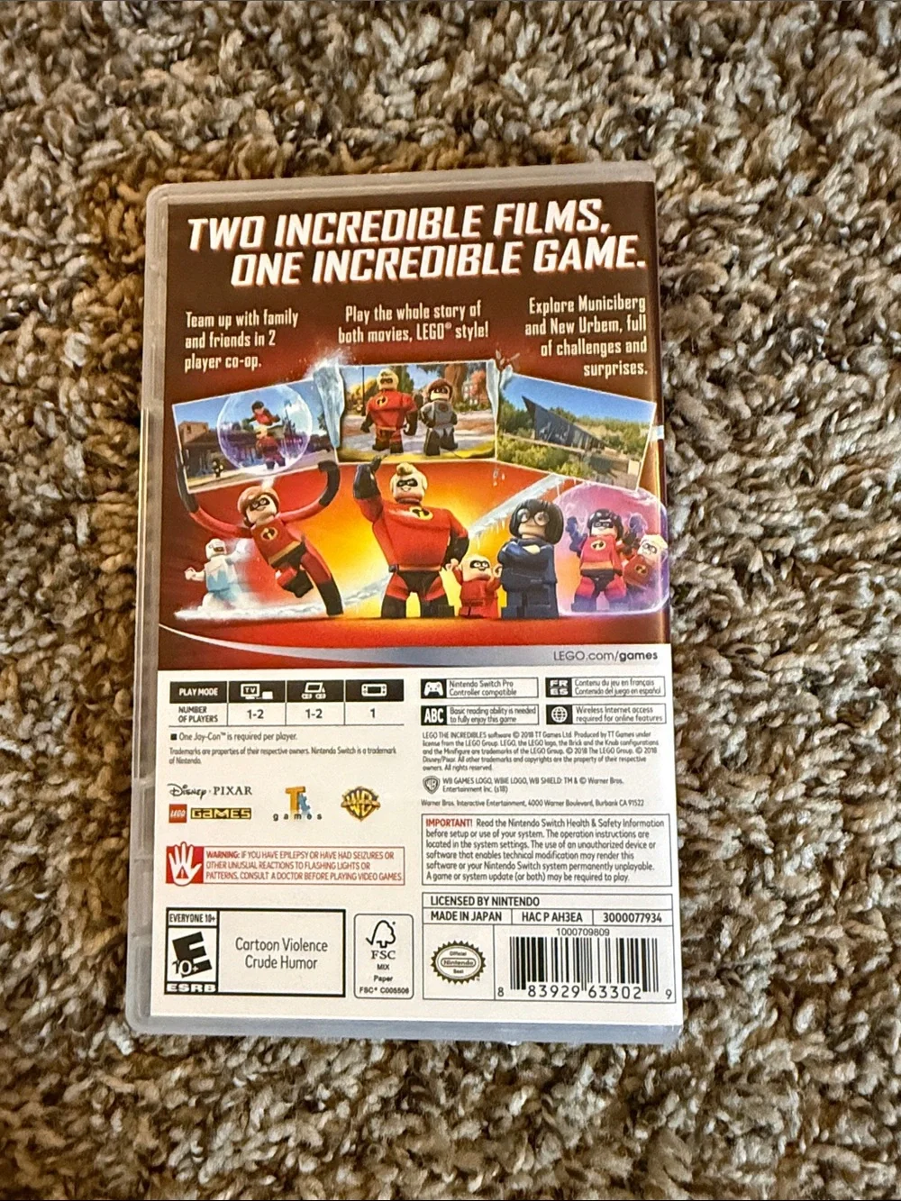 Nintendo The Incredibles LEGO Switch Game - Red and Orange Cover